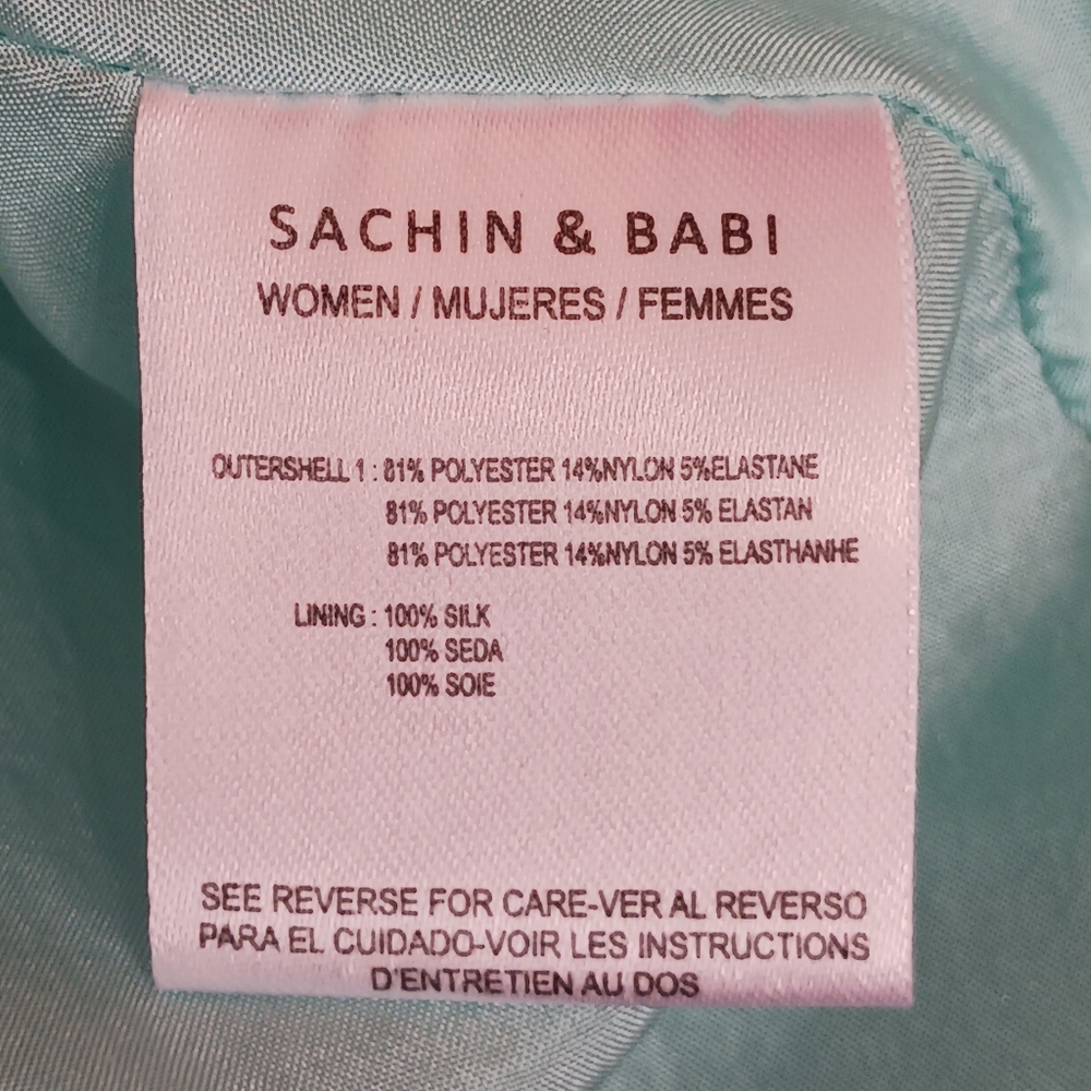 SACHIN & BALI Samira Long 2 Pockets Sequin Mint Turquoise Gown Women's Sz 2 - Picture 10 of 16